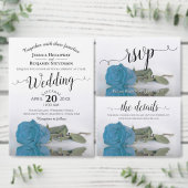 Turquoise Blue Roos Wedding Rehearsal Dinner Kaart (Personaliseer de collectie van deze zelfstandige maker.)