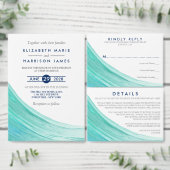 Elegante Turquoise getijden strand bruiloft websit Informatiekaartje (Personaliseer de collectie van deze zelfstandige maker.)