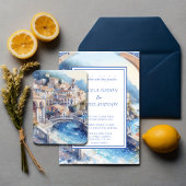 Amalfi Coast Blue Tegels Italië gepersonaliseerde Wijn Etiket