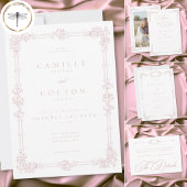Elegant Vintage Baroque Dusty Pink Wedding Photo Save The Date