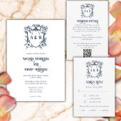 Elegante Bloemen & Monogram Crest Wedding Servet