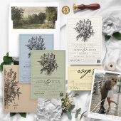 Rustige Kraft Vintage Bloem Romantische Trouwdag Menu