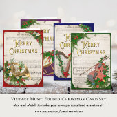 Elegant Merry Christmas Music French Horn Red Ronde Sticker