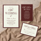 Modern Elegant Dark Burgundy Ivory Wedding Save The Date (Personaliseer de collectie van deze zelfstandige maker.)