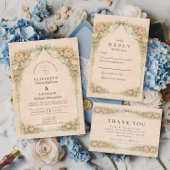 Elegant Vintage Rose Arch Wedding Save The Date