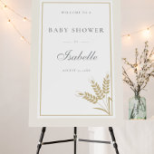 Elegante warme linnen tarwe baby shower cadeaulabel