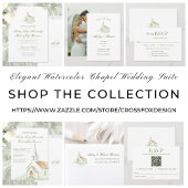 Elegant Watercolor Chapel Wedding  Kaart