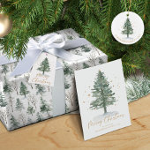 Rustieke Pine Trees Forest Waterverf Winter Inpakpapier Vel