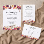 Elegante Herfst Bloemen Pompoen bruiloft Details Informatiekaartje (Personaliseer de collectie van deze zelfstandige maker.)
