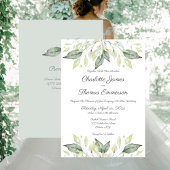 Elegant Soft Waterverf Green Leaves Wedding Etiket