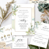 Elegant Greenery en Beige Tan, Square Wedding Kaart