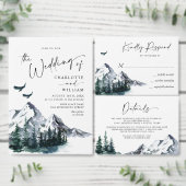 Elegant Mountains Forest Wedding QR code Kaart (Personaliseer de collectie van deze zelfstandige maker.)