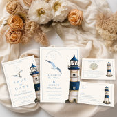 Elegante Waterverf nautische vuurtoren bruiloft Acryl Uitnodigingen