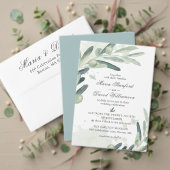 Elegant Olive Sprig Branch Greenery Wedding Kaart (Personaliseer deze collectie van deze onafhankelijke maker. Test)