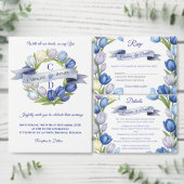 Huwelijksmonogram Blauwe Tulp Krans Waterverf Grote Klok (Personaliseer de collectie van deze zelfstandige maker.)