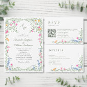 Elegante Waterverf Wild Flowers Trouwdiner Menu (Personaliseer de collectie van deze zelfstandige maker.)