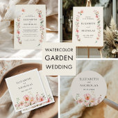 Elegant Waterverf Wildflower Garden Wedding All In One Uitnodiging