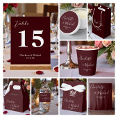 Elegant White & Burgundy Script Minimalist Wedding Bedankzakje