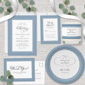 Elegant Wedding Pas getrouwd wil blauwe grens Advieskaart