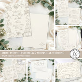 Met de Hand Getekende Whimsical Bruiloft Ronde Sticker