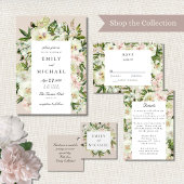 Elegante witte blush pioen tuin bruiloft bedankkaart