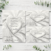 Elegant White Cream Heart Verloving Uitnodiging (Personaliseer de collectie van deze zelfstandige maker.)