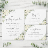 Elegante witte bloemen bruiloft hoofdtafel bord (Personaliseer de collectie van deze zelfstandige maker.)