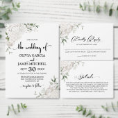 Alles in één elegante witte bloemenbruiloft kaart (Personaliseer de collectie van deze zelfstandige maker.)