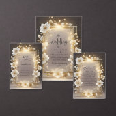 Elegante witte bloemen met lichten bruiloft RSVP kaartje (Personaliseer de collectie van deze zelfstandige maker.)