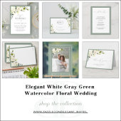 Floral Weddenschap RSVP in White Grey Green Waterv Uitnodiging Briefkaart