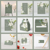 Witte linnen op groene achtergrond met een zachte  save the date