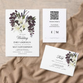 White Lily & Plum Floral Wedding Save The Date (Personaliseer de collectie van deze zelfstandige maker.)