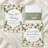 Elegante Witte Magnolia Winter Wedding Pine Tree Servet