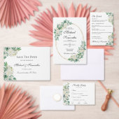 Elegante witte roos en lelies bruiloft  zelfinktende stempel (Personaliseer de collectie van deze zelfstandige maker.)