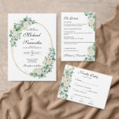 Elegante witte roos en lelies bruiloft  zelfinktende stempel (Personaliseer de collectie van deze zelfstandige maker.)