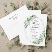 Elegante witte roos en lelies bruiloft zelfinktende stempel (Personaliseer deze collectie van deze onafhankelijke maker. Test)