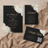 Moderne Chic Witte Rozen Bruiloft Kaart (Personaliseer de collectie van deze zelfstandige maker.)