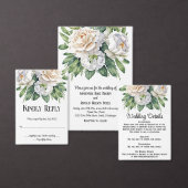 Elegante witte rozen en pioenen bruiloft kaart (Personaliseer de collectie van deze zelfstandige maker.)