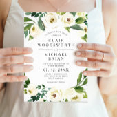 White Floral Greenery Wedding Menu