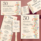 Bloemen 50e verjaardag dank u 50 bloem chic briefkaart