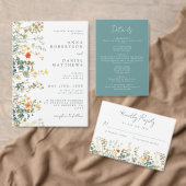 Elegante Wildflower QR Code Bruiloft Kaart (Personaliseer de collectie van deze zelfstandige maker.)