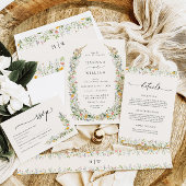 Boho Wildflower Beige Alles in één bruiloft Kaart