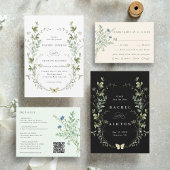 Elegant Waterverf Wildflower Wedding All In One Uitnodiging