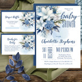 Elegante Blauwe Winter Bloemen Douche Tante To Be Ronde Button 5,7 Cm