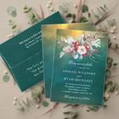 Elegante winterbloemen op groene Christelijke brui Kaart (Personaliseer deze collectie van deze onafhankelijke maker. Test)