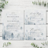 Elegant Gray Winter Forest Wedding Kaart (Personaliseer de collectie van deze zelfstandige maker.)