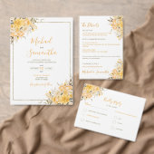 Elegant Geel en Ivoor Roos Bruiloft Kaart (Personaliseer de collectie van deze zelfstandige maker.)