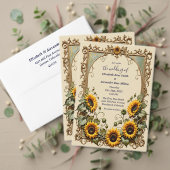 Gele zonnebloem met kunst lijst bruiloft bedankkaart (Personaliseer deze collectie van deze onafhankelijke maker. Test)