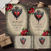 Elegant maar mystiek gotisch hart informatiekaartje