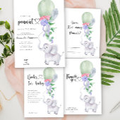 Ballon en Olifant Baby shower Bedankzakje